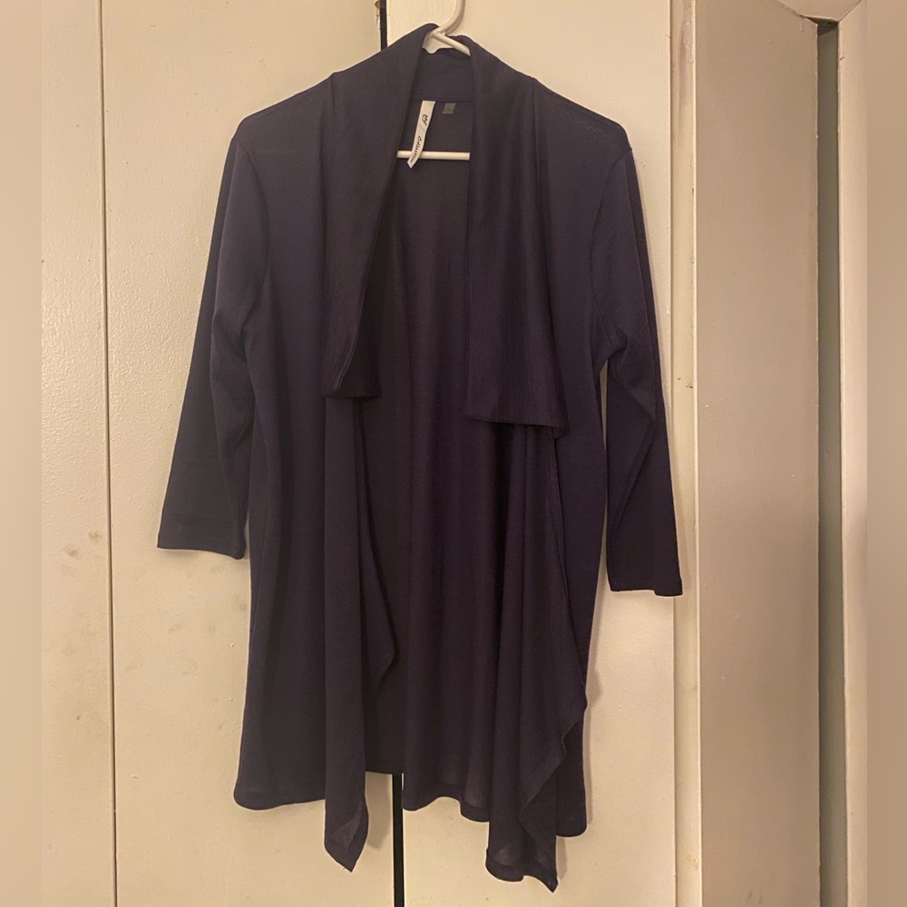 Dark Purple Open Front Cardigan